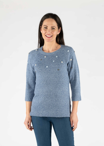 Jumper pom pom spot round neck