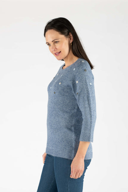 Jumper pom pom spot round neck