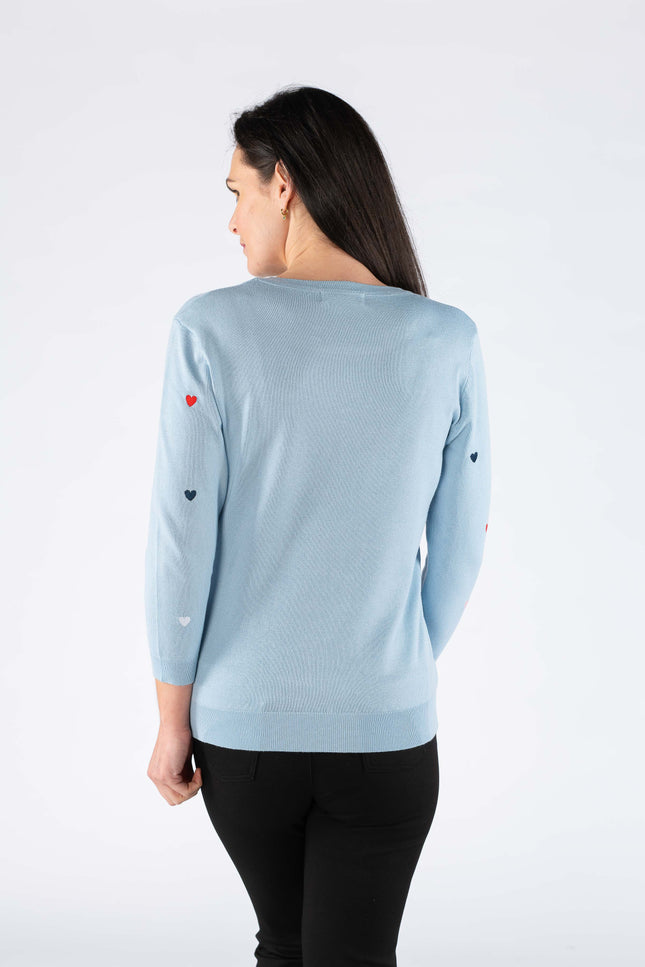 Jumper heart embroidery 3/4 sleeve