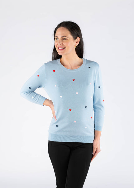 Jumper heart embroidery 3/4 sleeve