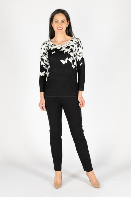Jumper butterfly print round neck