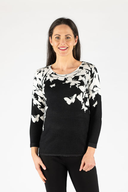 Jumper butterfly print round neck