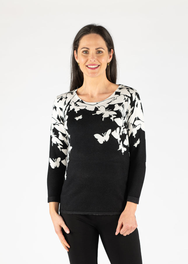 Jumper butterfly print round neck