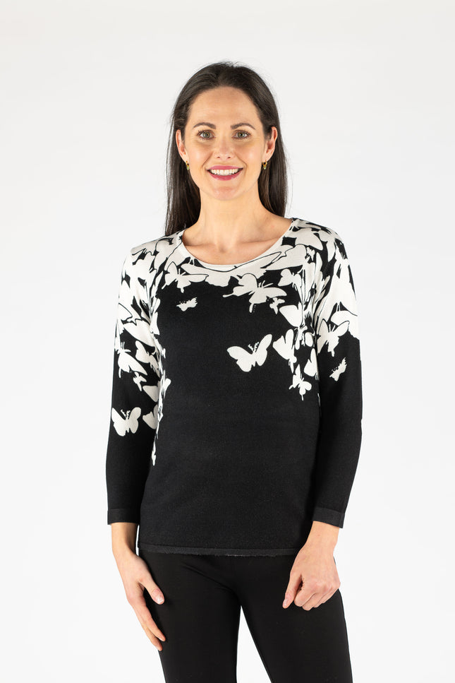 Jumper butterfly print round neck
