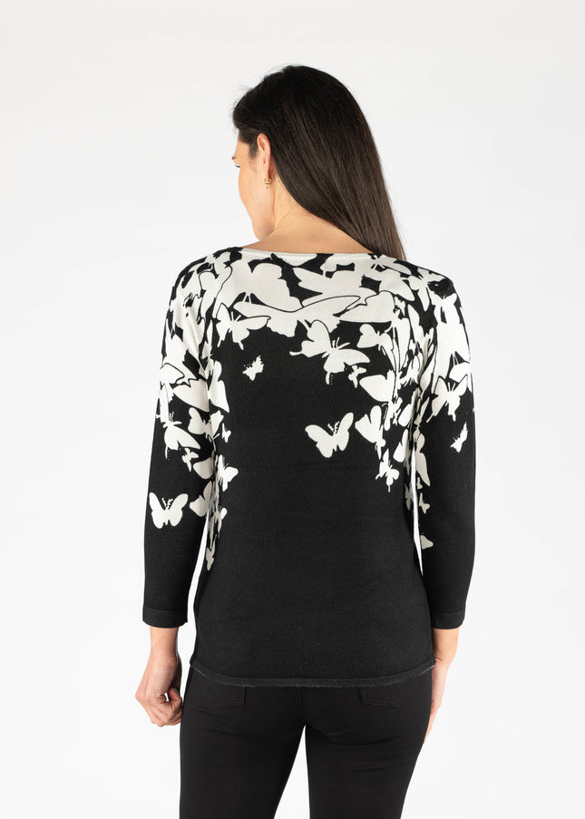 Jumper butterfly print round neck