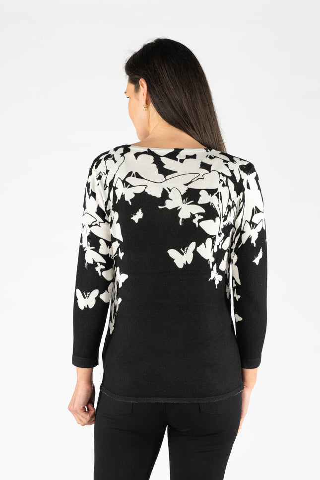 Jumper butterfly print round neck