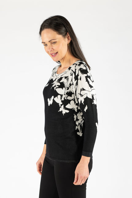 Jumper butterfly print round neck