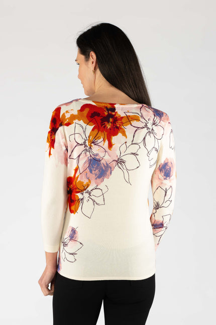 Jumper flower print round neck