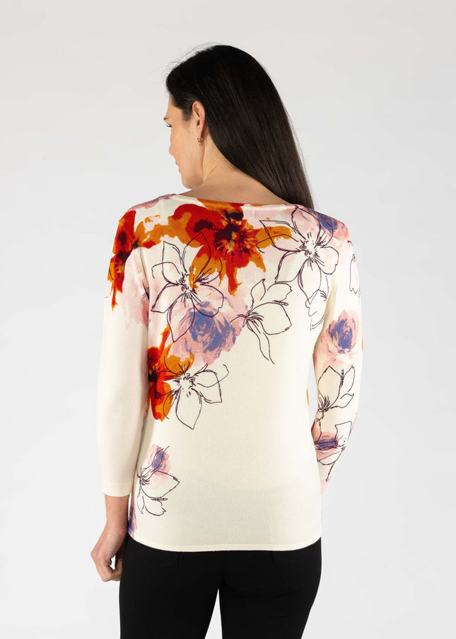 Jumper flower print round neck