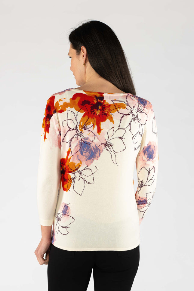 Jumper flower print round neck