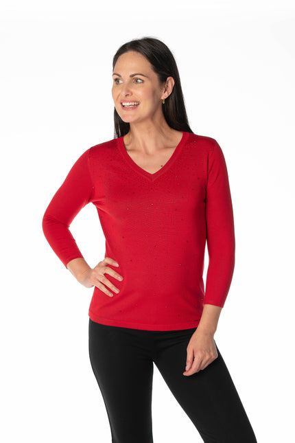 Jumper v neck hotfix scatter 3/4 sleeve
