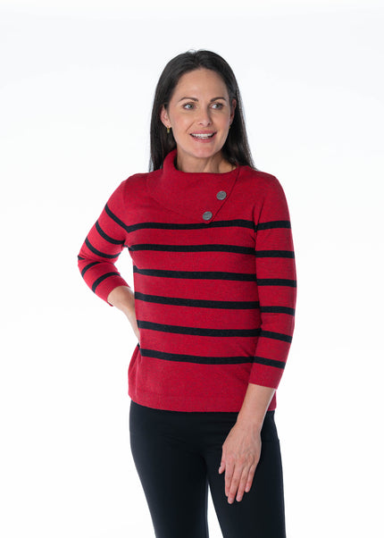 Jumper stripe with cowl neck 3/4 sleeve