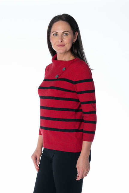 Jumper stripe with cowl neck 3/4 sleeve