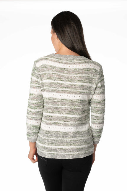 Jumper pastel stripe round neck 3/4 sleeve