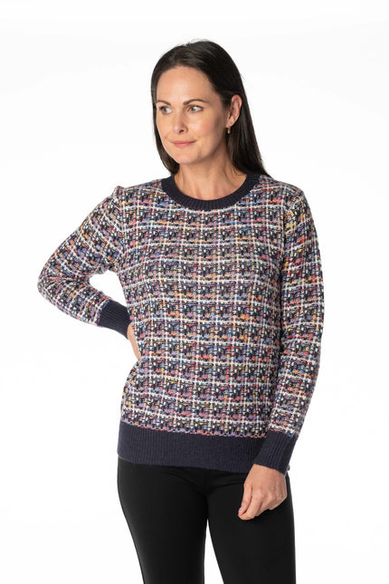 Jumper textured print round neck