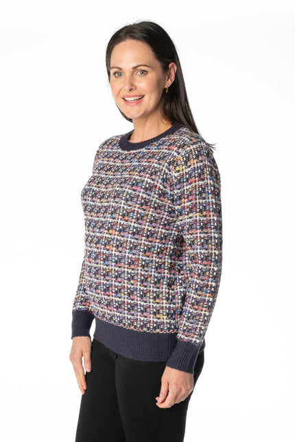 Jumper textured print round neck