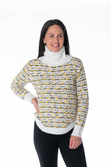 Jumper multi stripe with roll neck