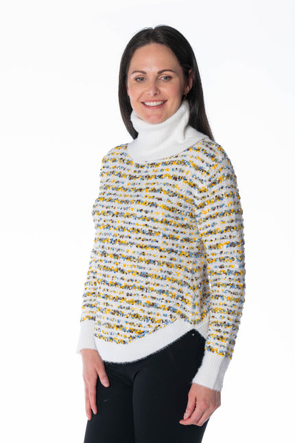 Jumper multi stripe with roll neck