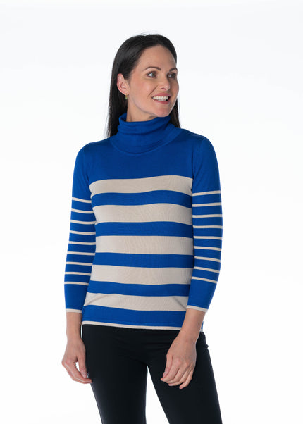 Jumper roll neck stripped 3/4 sleeve