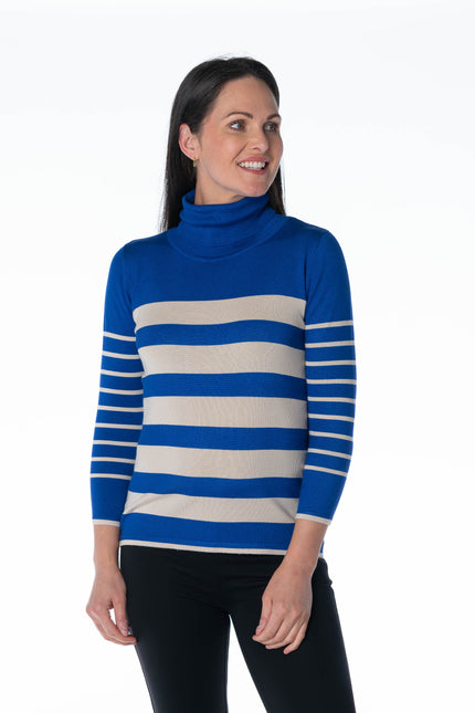 Jumper roll neck stripped 3/4 sleeve