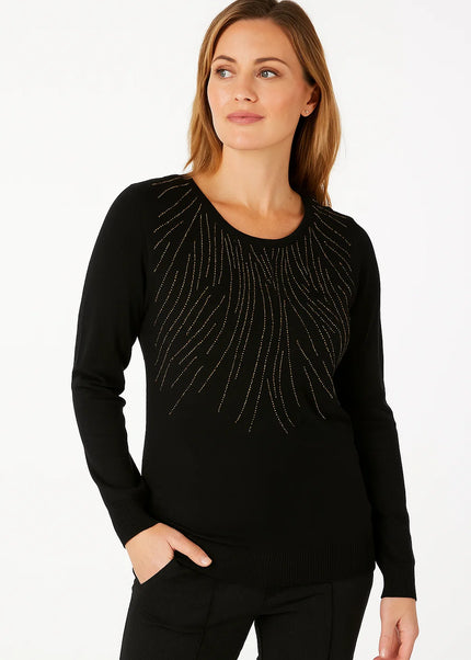 Jumper diamante embellsihed round neck