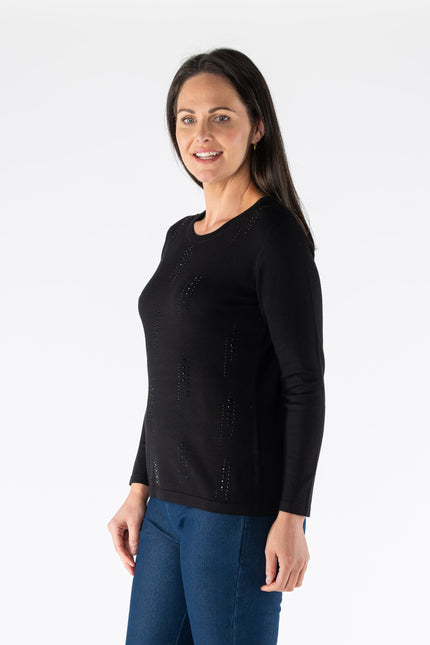 Jumper pearl stoned pattern long sleeve