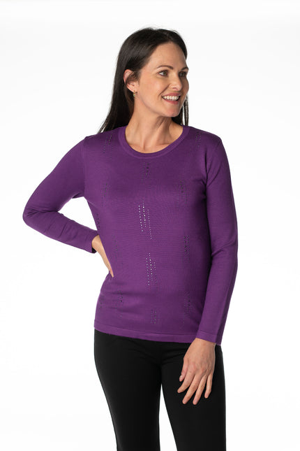Jumper pearl stoned pattern long sleeve