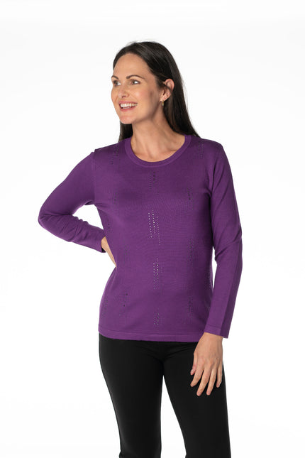 Jumper pearl stoned pattern long sleeve