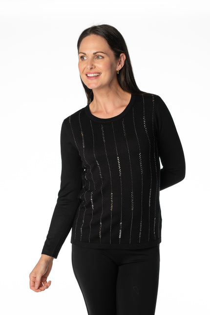 Jumper diamante stripped pattern long sleeve