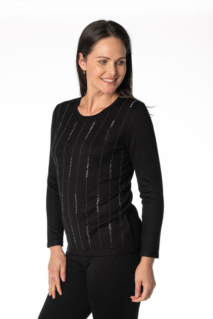 Jumper diamante stripped pattern long sleeve