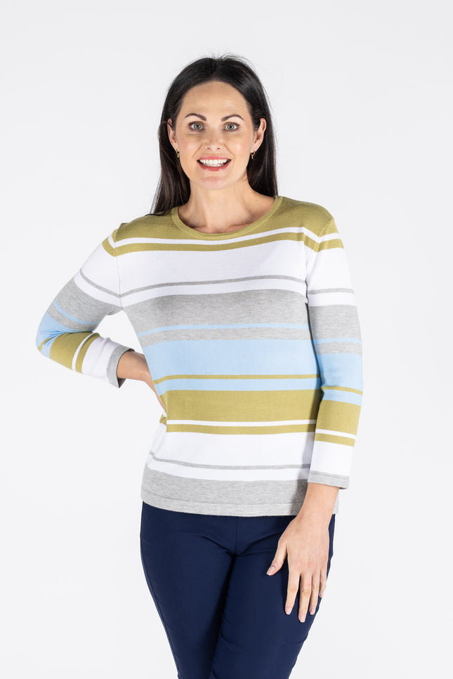 Wide Stripe Jumper Round Neck