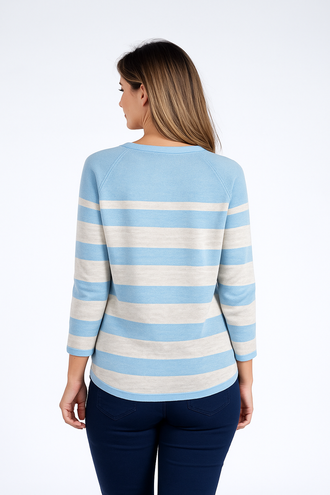 WIDE STRIPE JUMPER BUTTON DETAIL ROUND