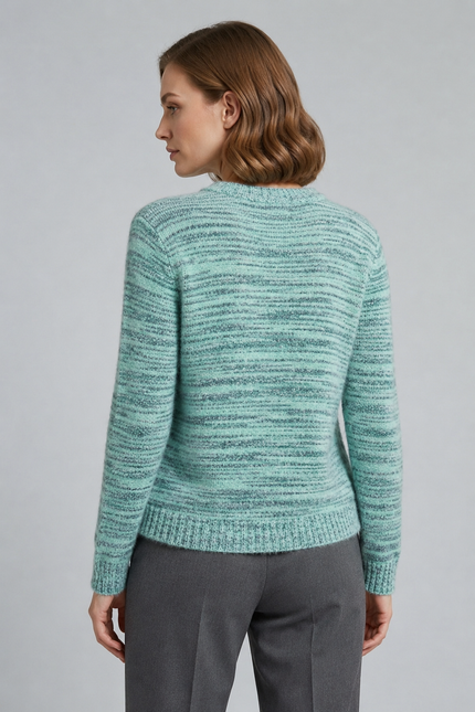 Jumper spacedye curved hem round neck long sleeve