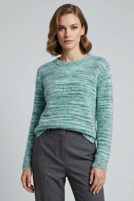 Jumper spacedye curved hem round neck long sleeve