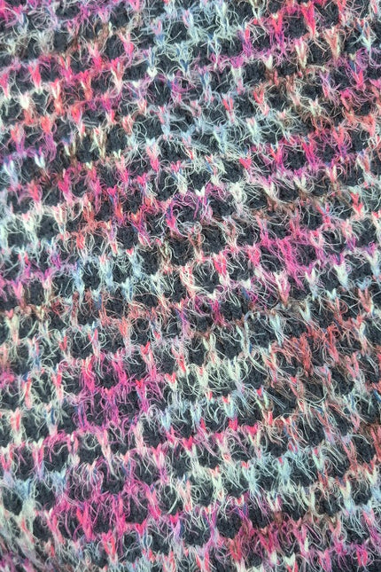 Jumper spot knit fluffy contrast round neck with long sleeve