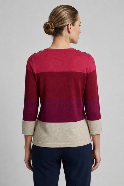 Jumper wine colour block 3/4 sleeve