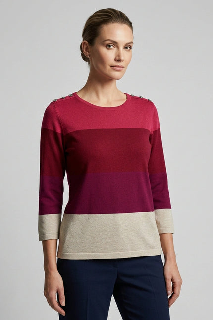 Jumper wine colour block 3/4 sleeve
