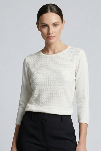 Jumper cable pattern round neck 3/4 sleeve