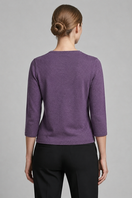 Jumper cable pattern round neck 3/4 sleeve