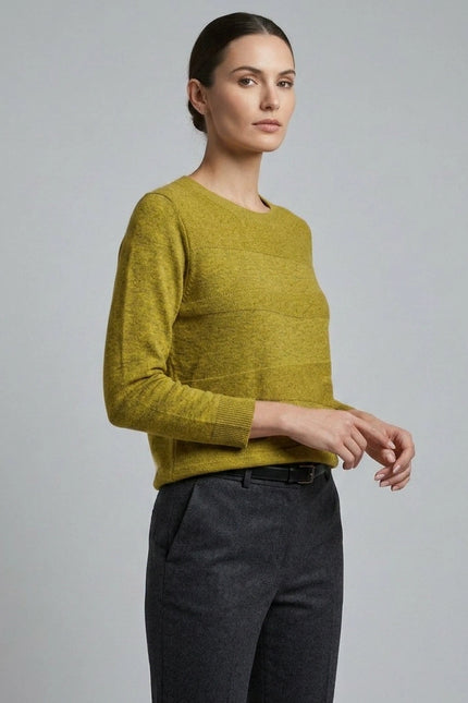 Jumper block pattern round neck 3/4 sleeve