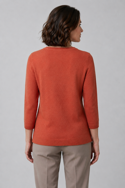 Jumper block pattern round neck 3/4 sleeve