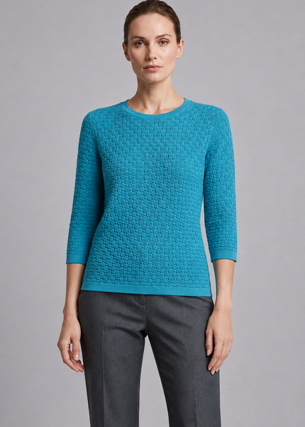 Jumper textured pattern round neck 3/4 sleeve