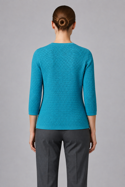 Jumper textured pattern round neck 3/4 sleeve