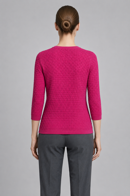 Jumper textured pattern round neck 3/4 sleeve