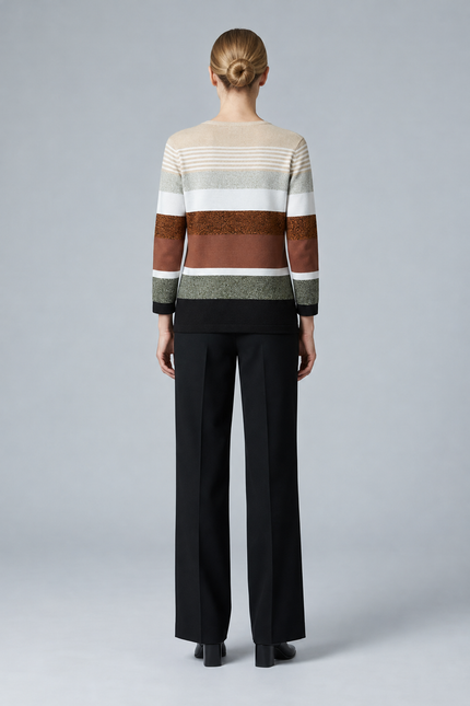 Jumper multi stripe round neck 3/4 sleeve