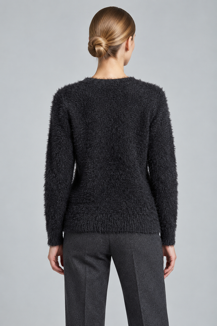 Jumper colour block fluffy round neck