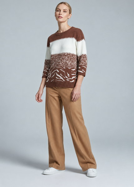 Jumper colour block animal print with 3/4 sleeve