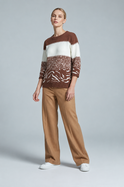 Jumper colour block animal print with 3/4 sleeve