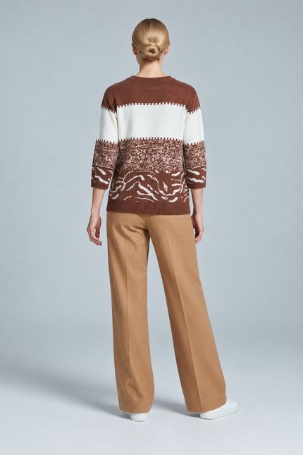 Jumper colour block animal print with 3/4 sleeve