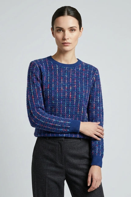 Jumper multi pattern round neck with long sleeve